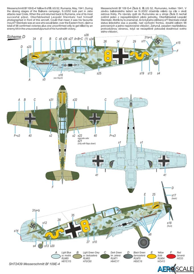 D. Bf 109E-4, "Yellow 8", III./JG 52, Romania, 1941