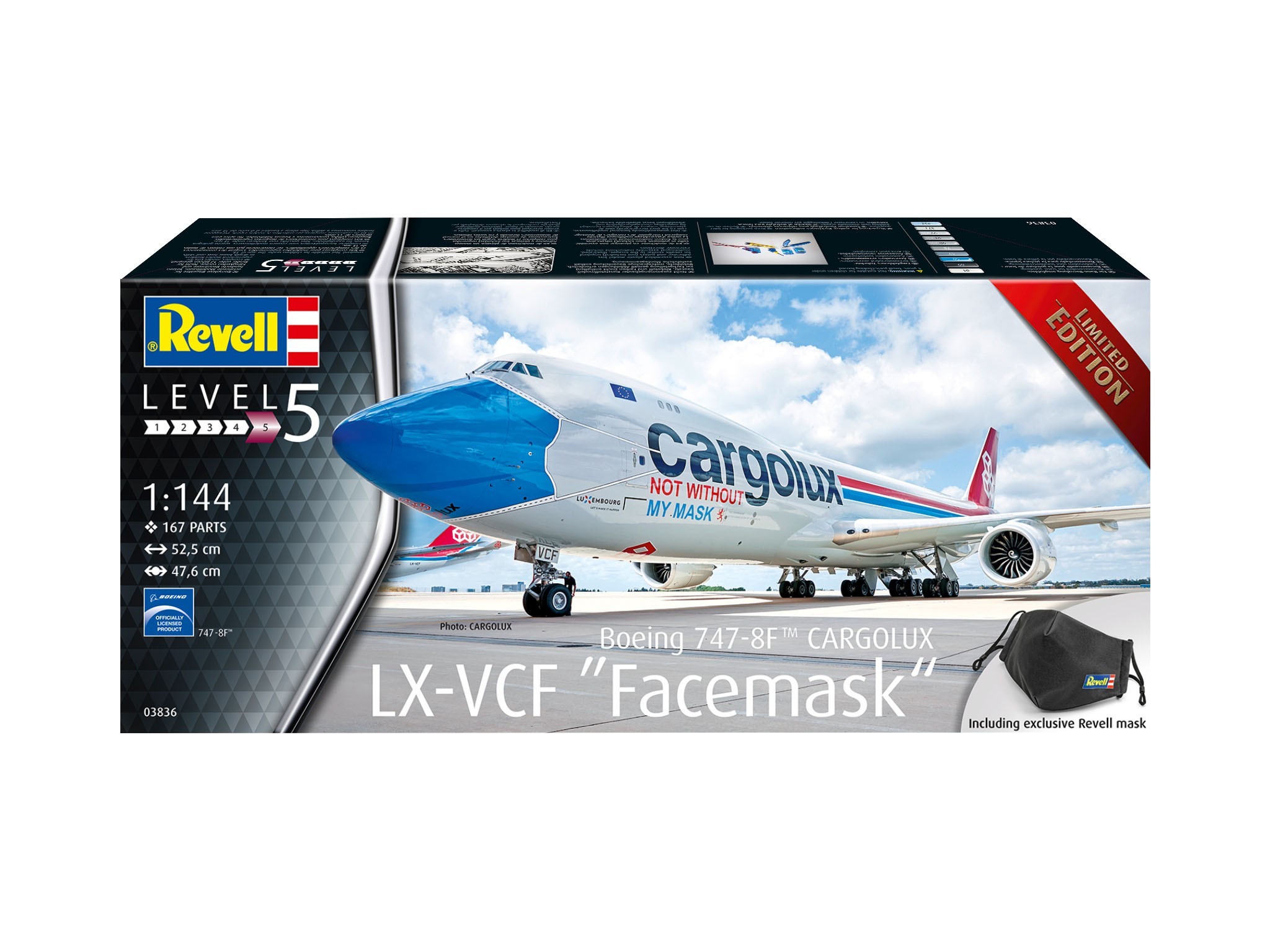 Boeing 747-8F CARGOLUX LX-VCF Facemask | AeroScale