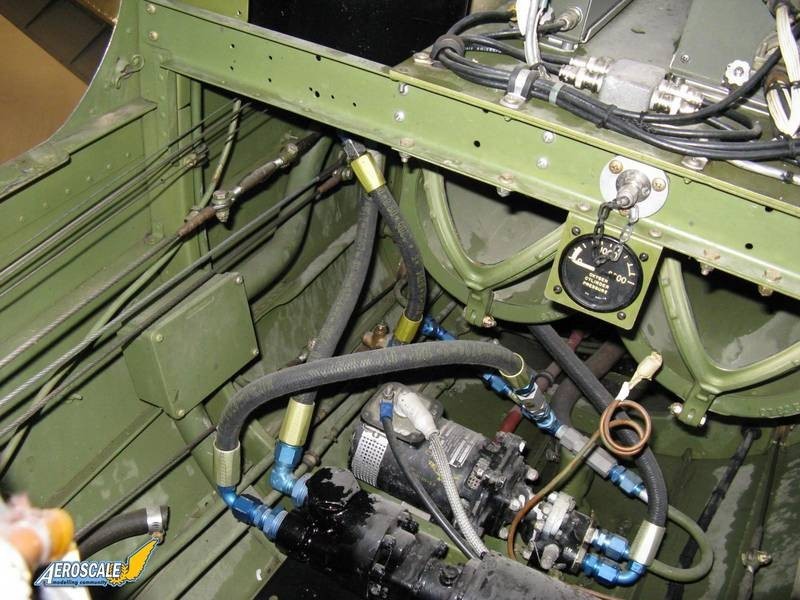 Curtiss P-40E inside middle fuselage looking front-left