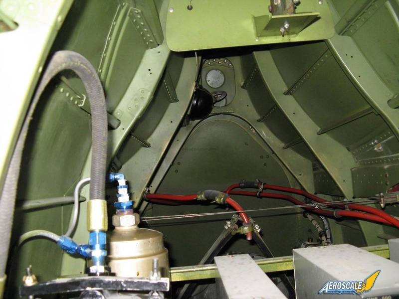P-40E fuselage interior looking forward from over radio deck