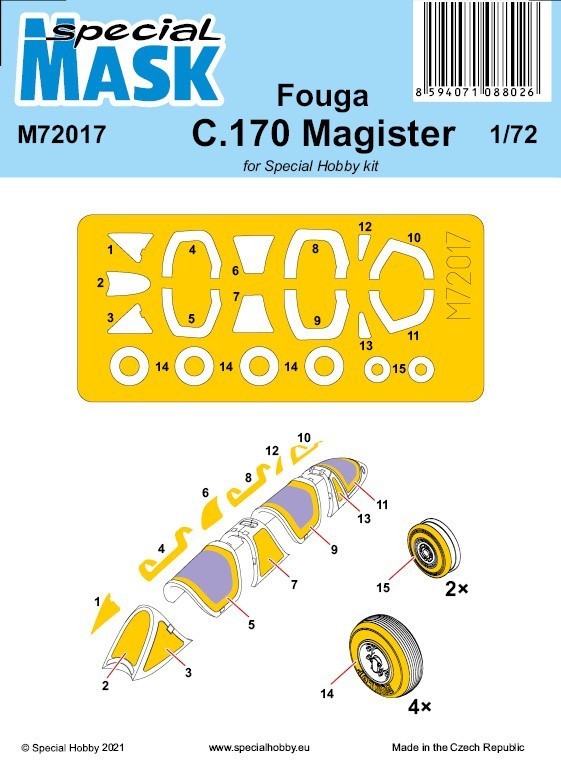 M72017 - Pre-cut paint mask for Special Hobby Fouga C.170 Magister kits