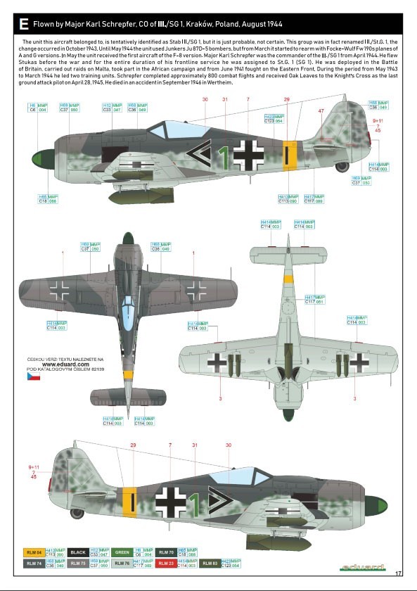 E. "Green 1", Flown by Major Karl Schrepfer, III./SG1, Krakow, Poland, August 1944