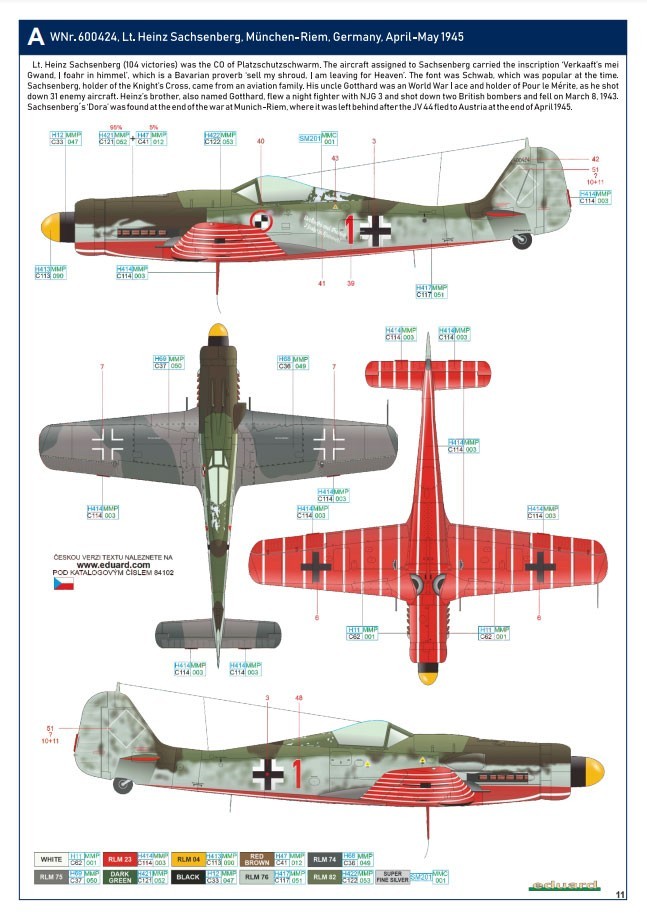 WNr. 600424, flown by Lt. Heinz Sachsenberg, München-Riem, April-May 1945