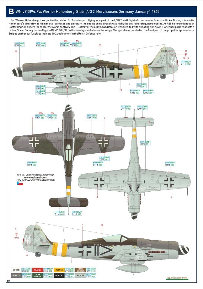 WNr. 210194, flown by Fw. Werner Hohenberg, Stab 1./JG 2, Merzhausen, January 1, 1945