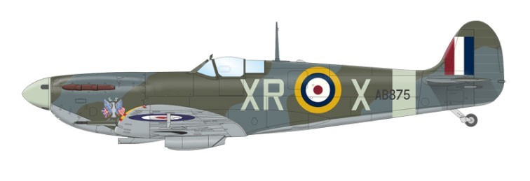 A. Spitfire Mk.Vb, AB875, P/O Joseph M. Kelly, No. 71 (Eagle) Squadron, RAF Martlesham Heath, Suffolk, United Kingdom, February 1942
