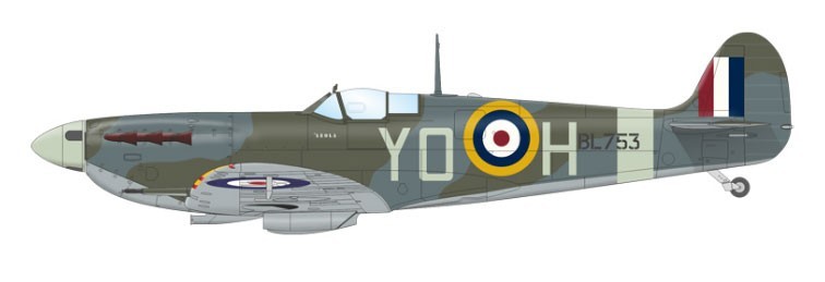 B. Spitfire Mk.Vb, BL753, P/O Donald J. M. Blakeslee, No. 401 Squadron RCAF, RAF Gravesend, Kent, United Kingdom, April - May 1942