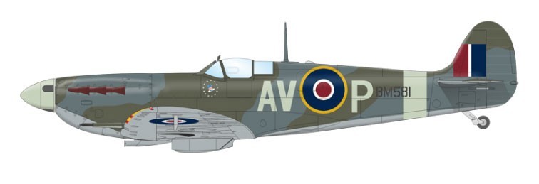 C. Spitfire Mk.Vb, BM581, P/O William P. Kelly, No. 121 (Eagle) Squadron, RAF Southend, Essex, United Kingdom, July 1942