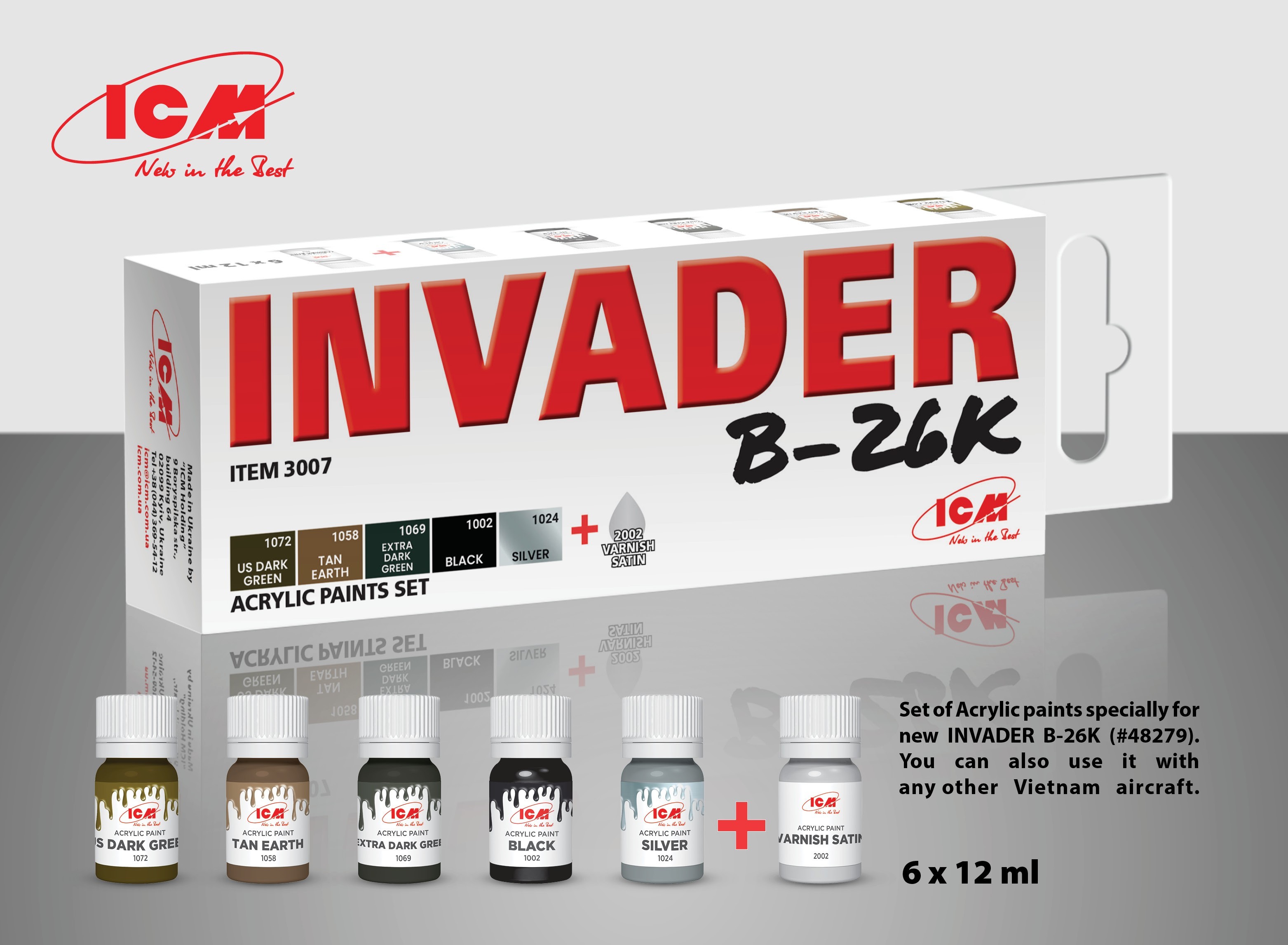 Acrylic paint set for INVADER B-26K (and other Vietnam aircraft)