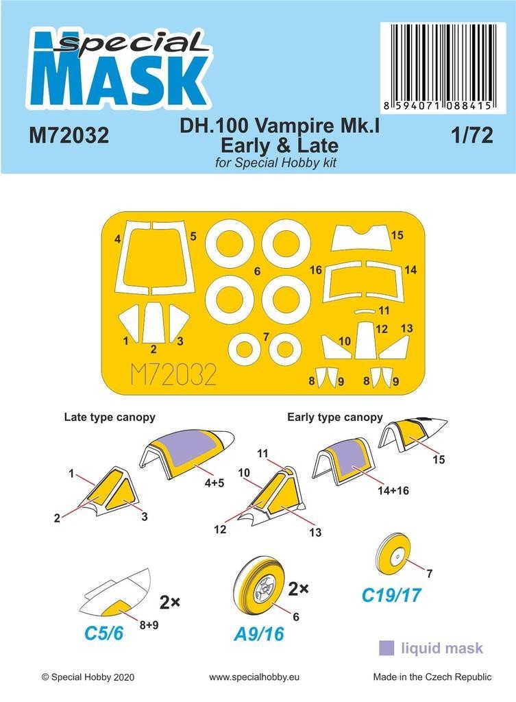 DH.100 Vampire Mk.I Early & Late MASK