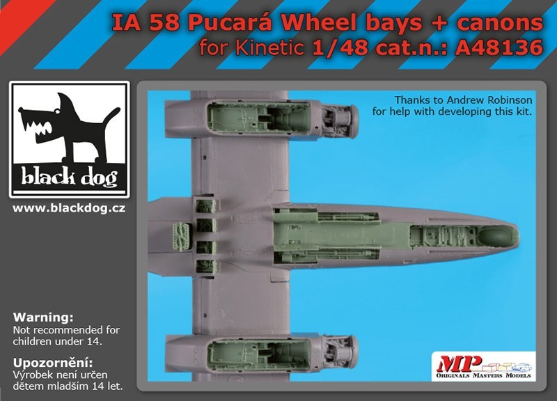 A48136 1/48 IA 58 Pucará wheel bays +canon for Kinetic