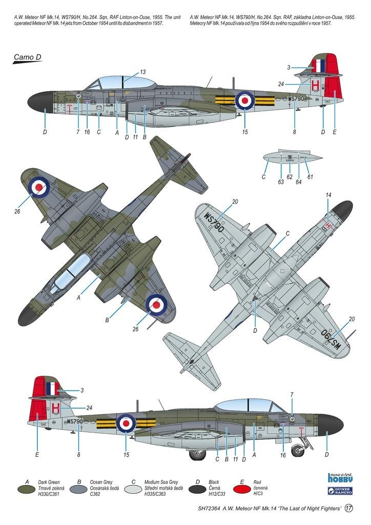 D. Meteor NF Mk. 14, s/n WS790, 264 Sqn., Linton-on-Ouse, 1955