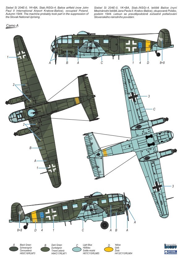 A. Siebel Si 204E-0, 1K+BA, "Blue B", Stab./NSGr.4, Balice, Poland, autumn 1944