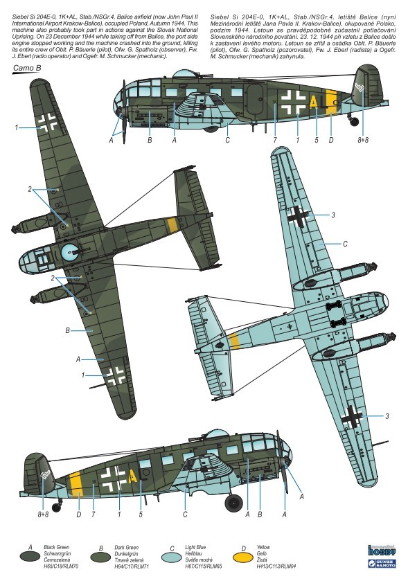 B. Siebel Si 204E-0, 1K+AL, "Yellow A", Stab./NSGr.4, Balice, Poland, autumn 1944