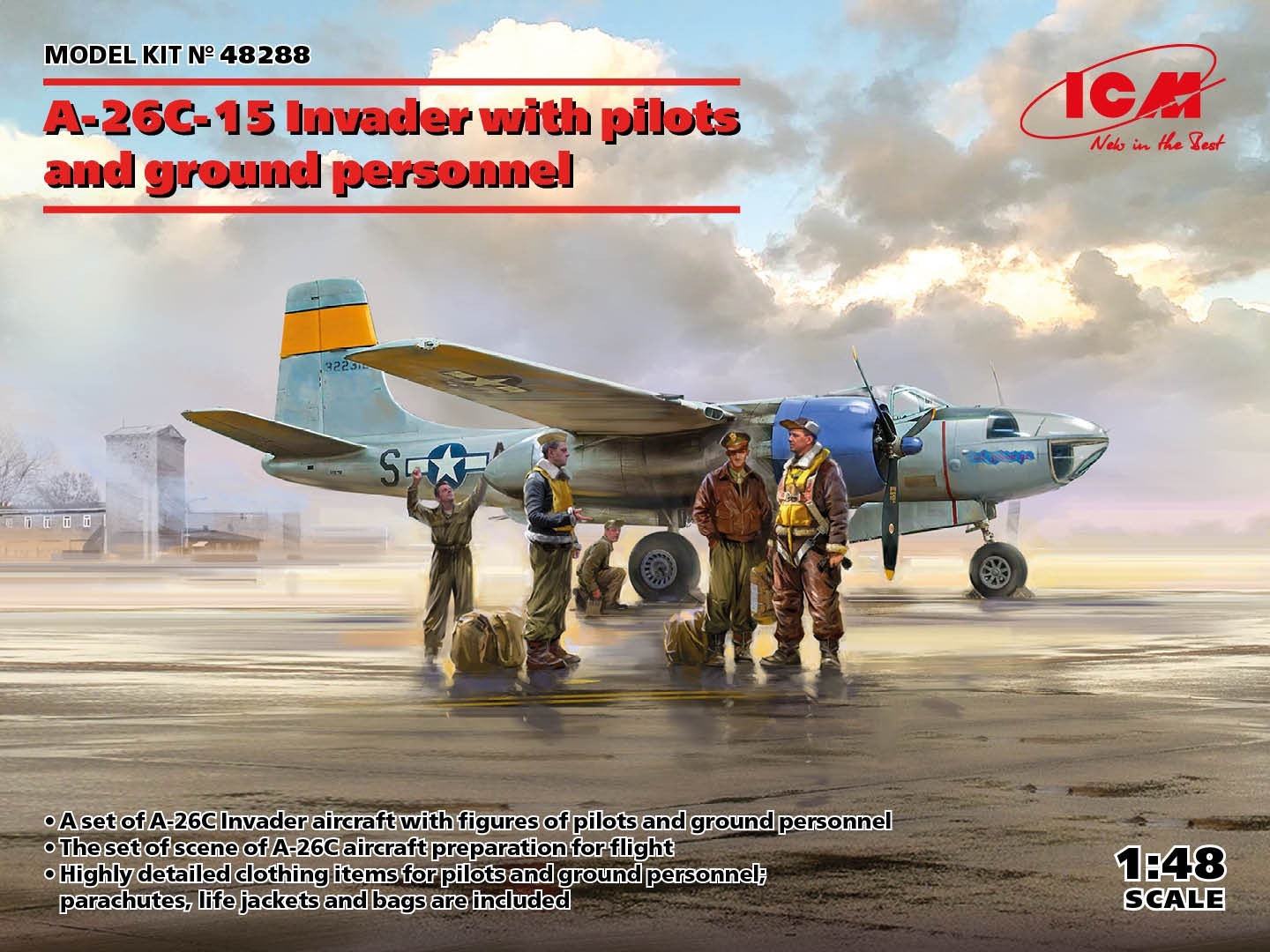 48288 - A-26C-15, Invader with pilots and ground personnel - 1:48