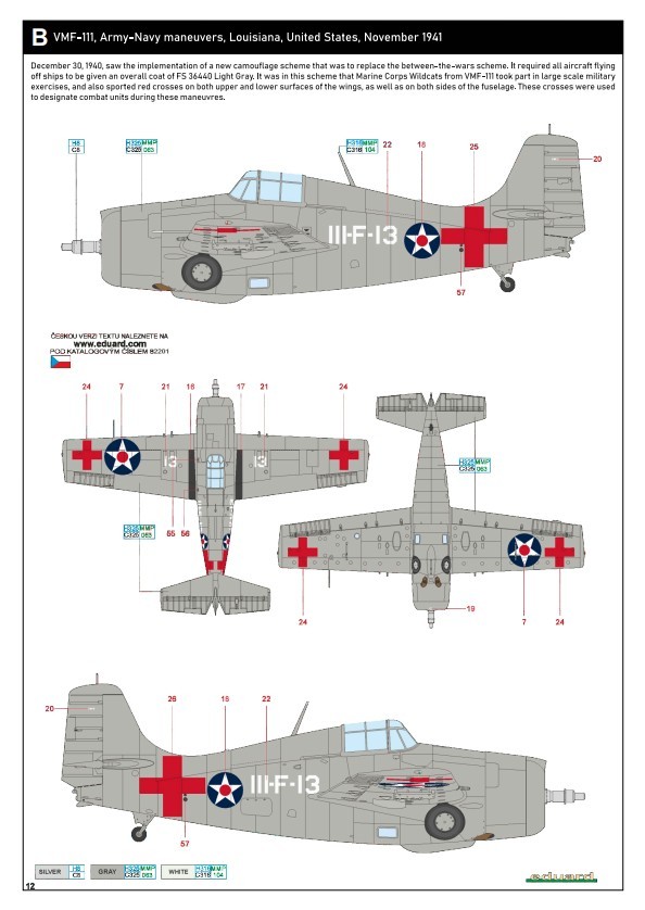 B. F4F-3 Wildcat - VMF-111, Army-Navy manoeuvres, Louisiana, United States, November 1941