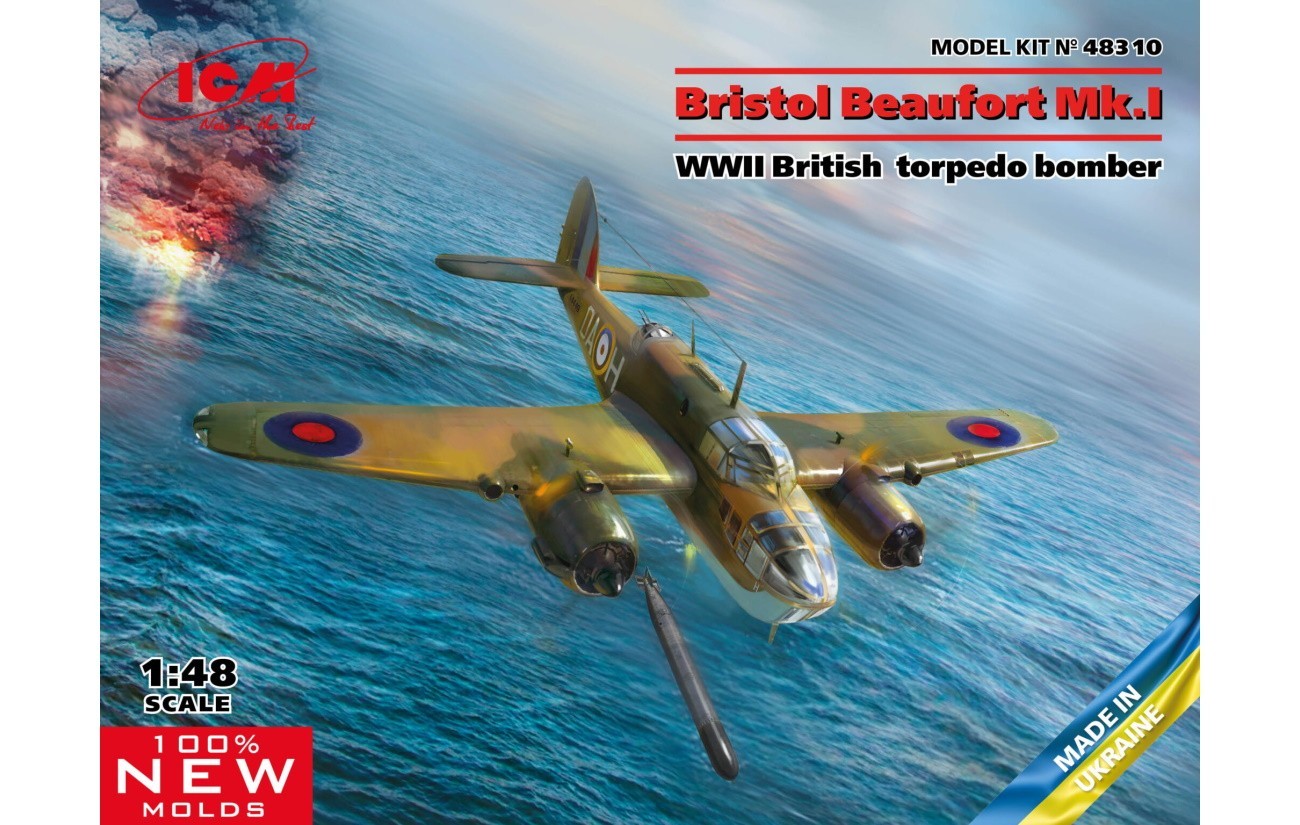 1. Bristol Beaufort Mk.I, WWII British torpedo bomber 1:48