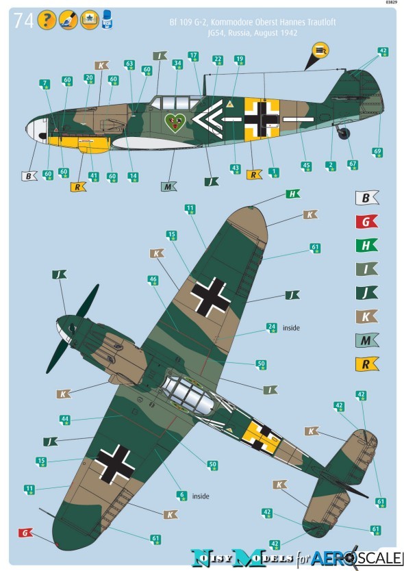 1. Bf 109 G-2, Kommodore Oberst Hannes Trautloft, JG54, Russia, August 1942