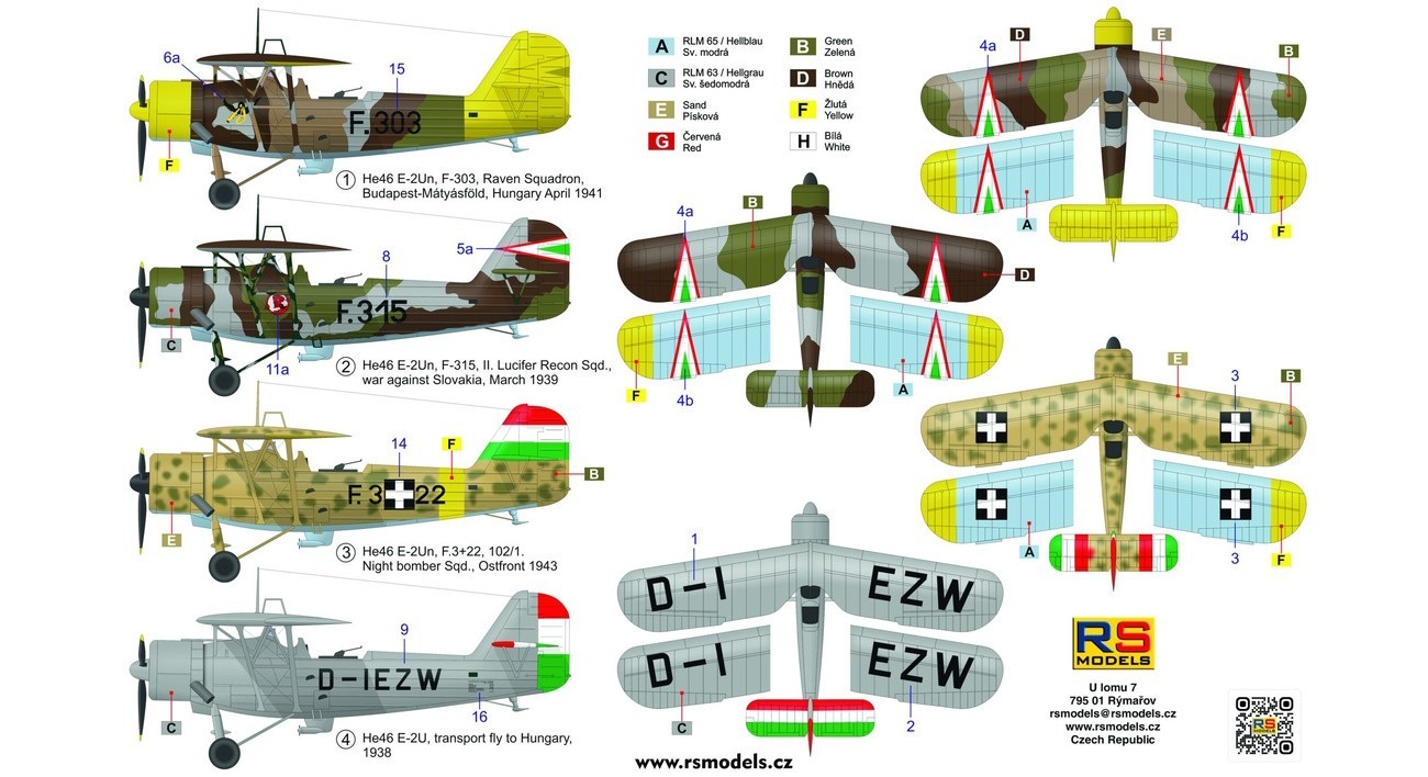 MODELIMEX Online Shop  1/72 Heinkel He-46C Luftwaffe, Hungary (4x