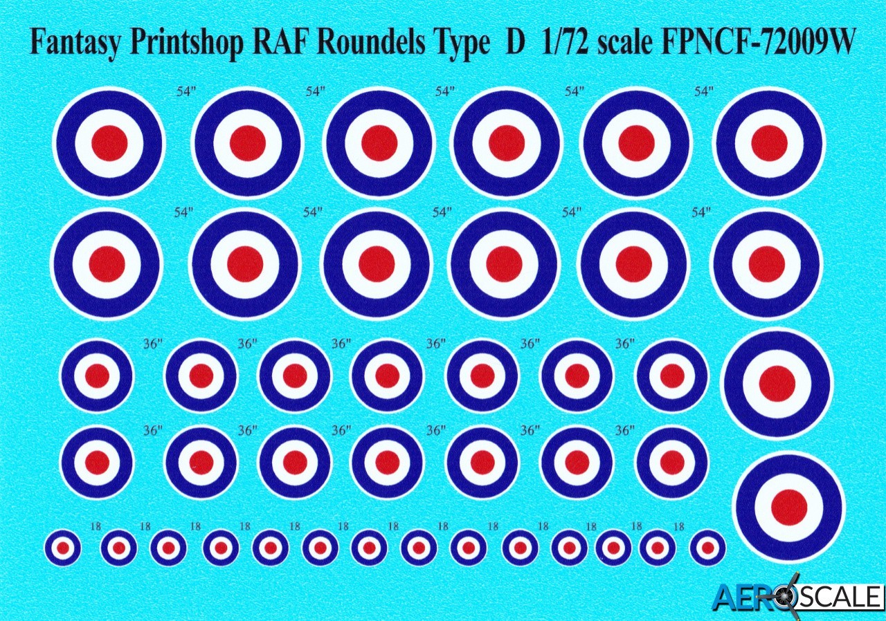 FPNCF-##009W RAF TYPE D ROUNDEL WITH WHITE OUTLINE - 54", 36" & 18"