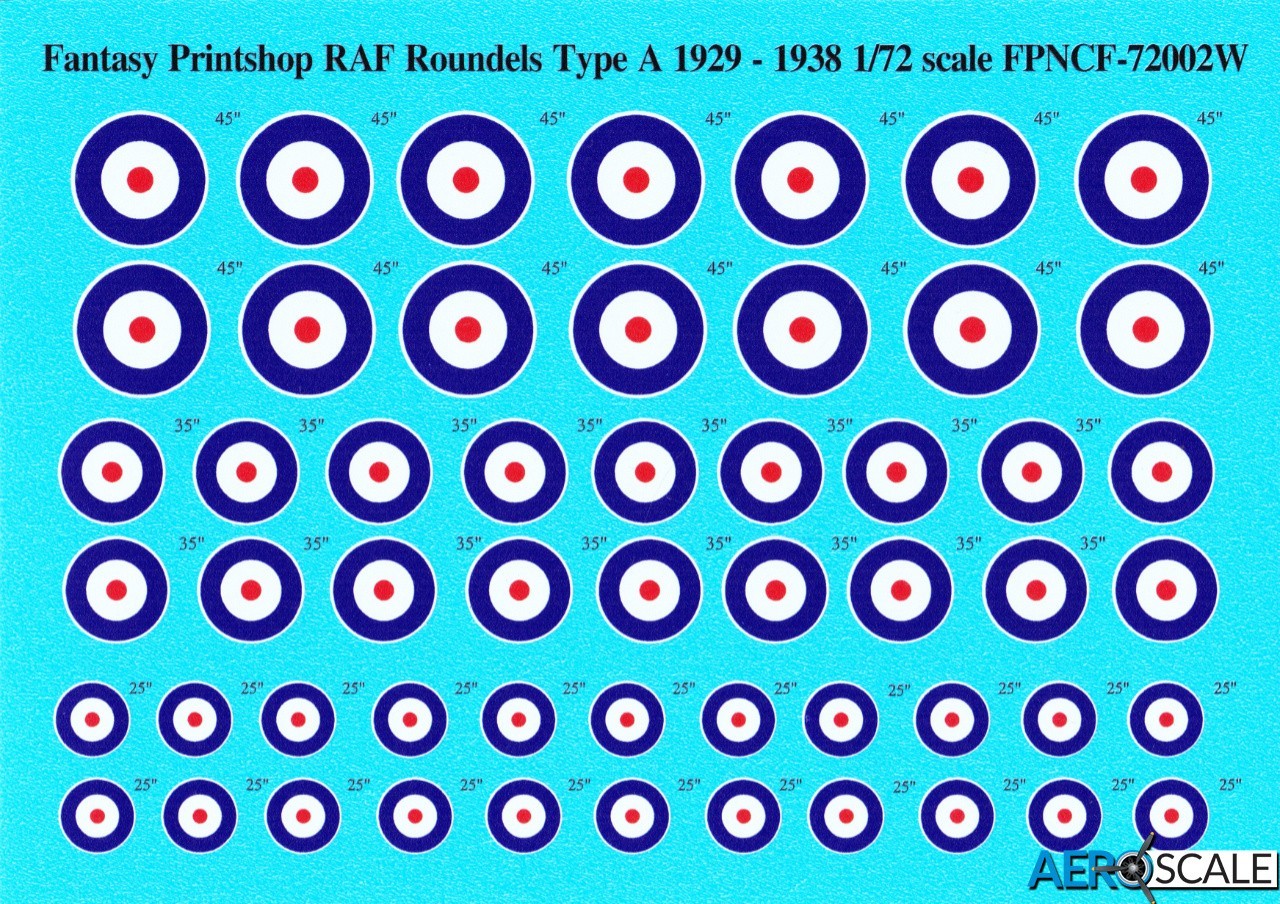 FPNCF-##002W RAF TYPE A ROUNDEL WITH WHITE OUTLINE 1929 – 1938 - 45", 35" & 25"