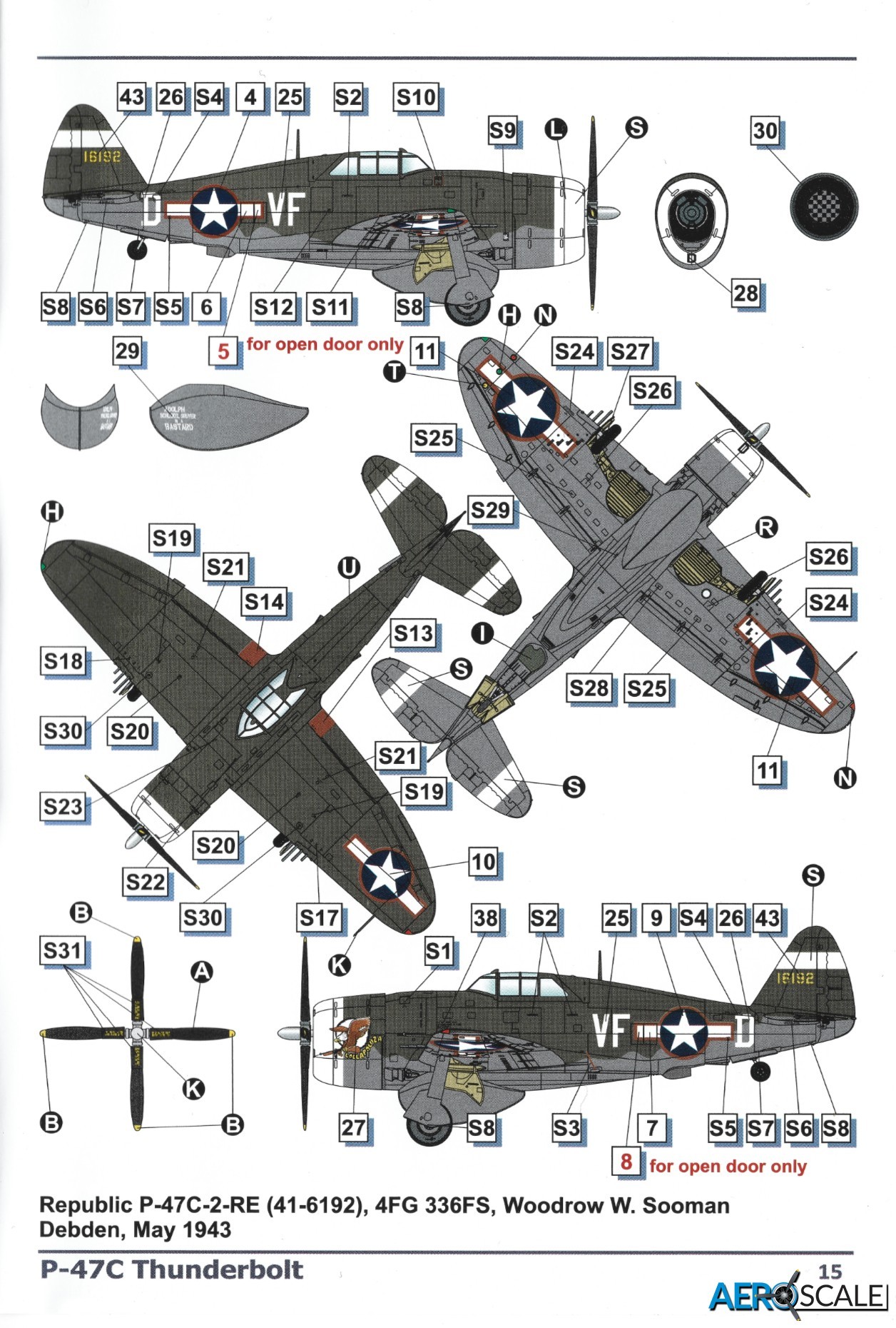 4. P-47C-2-RE s/n 416192, flown by Woodrow Sooman, 336th FS, 4th FG, May 1943