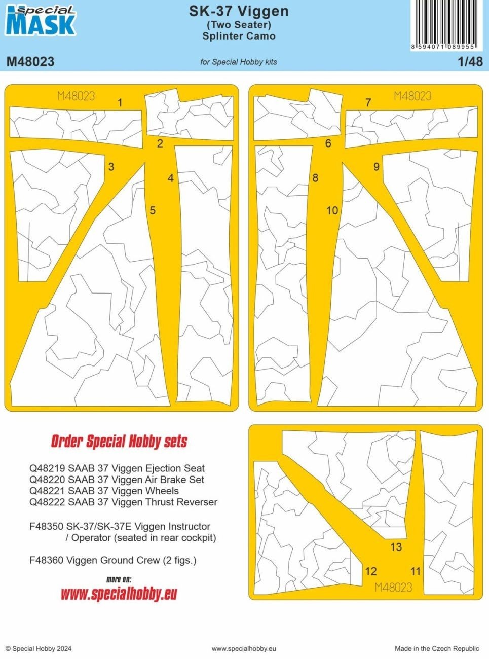 M48023 - Pre-cut spray mask for the distinctive spliter colour scheme worn by two seater Viggens.