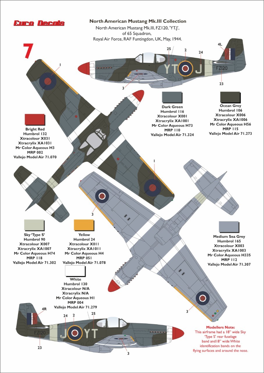 7. Mustang Mk.III, s/n FZ120, "YT-J", 65 Sqn., RAF, UK, 1944