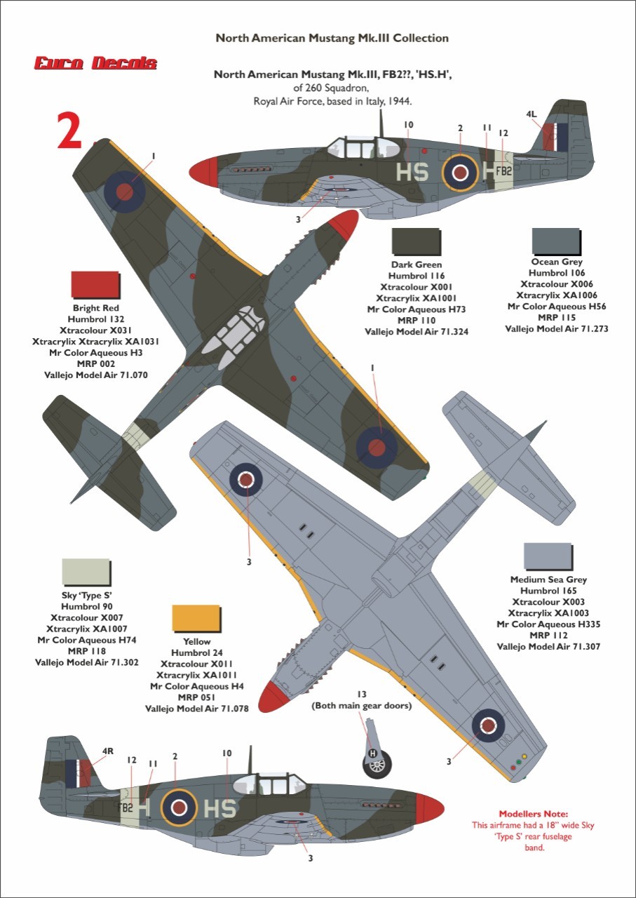 2. Mustang Mk.III, s/n FB???, "HS-H", 260 Sqn., RAF, Italy, 1944