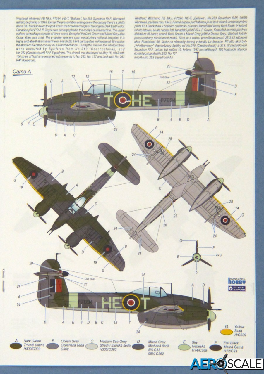 A. Westland Whirlwind FB Mk.1, s/n P7094, "Bellows", HE-T, 263 Squadron, 1943