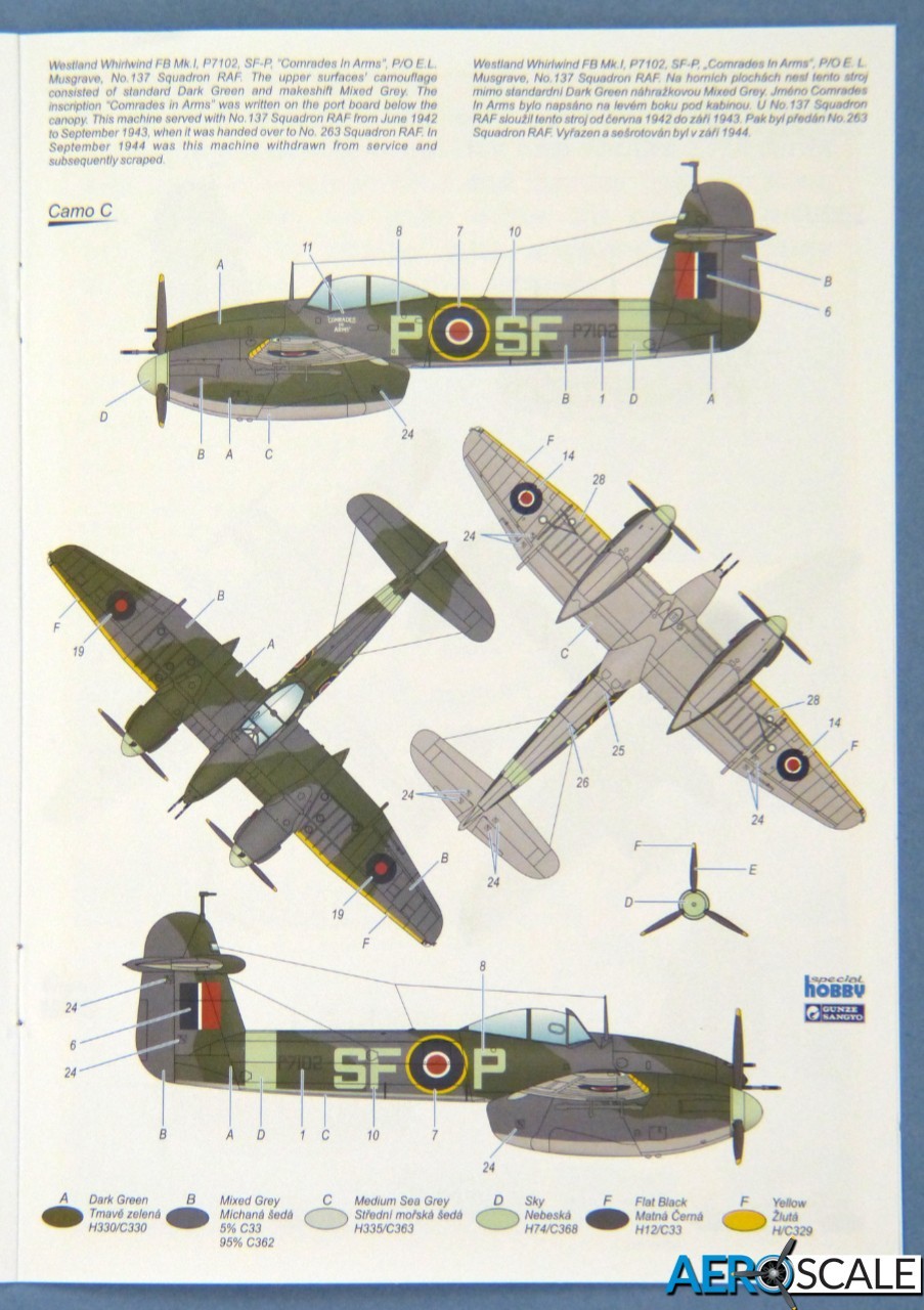 C. Westland Whirlwind FB Mk.1, s/n P7102, "Comrades In Arms", SF-P, 137 Squadron, 1942-43