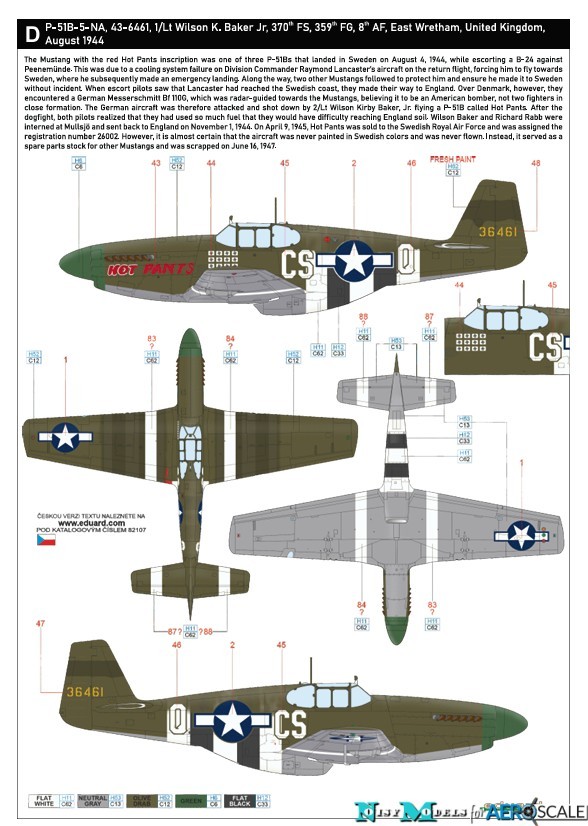 D. P-51B-5-NA, s/n 43-6461, CS*Q, “Hot Pants”, 370th FS, 359th FG, 8th AF, UK, July 1944