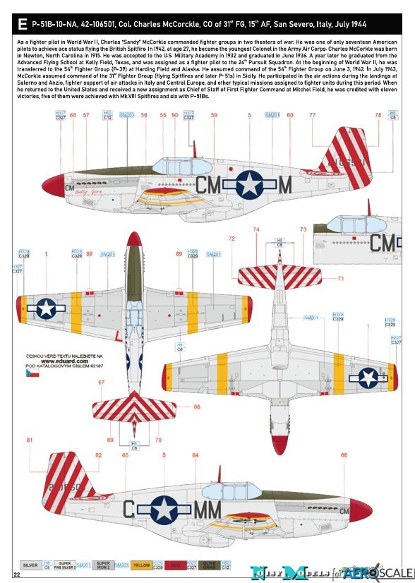 E. P-51B-10-NA, s/n 42-106501, CM*M, “Betty Jane”, 31st FG, 15th AF, Italy, July 1944