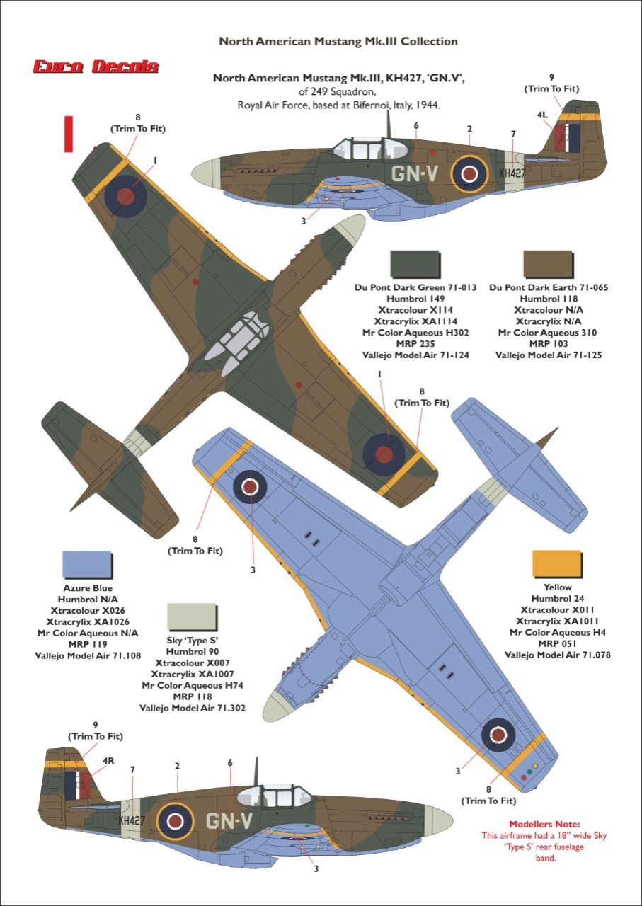 1. Mustang Mk.III, s/n KH427, "GN-V", 249 Sqn., RAF, Italy, 1944