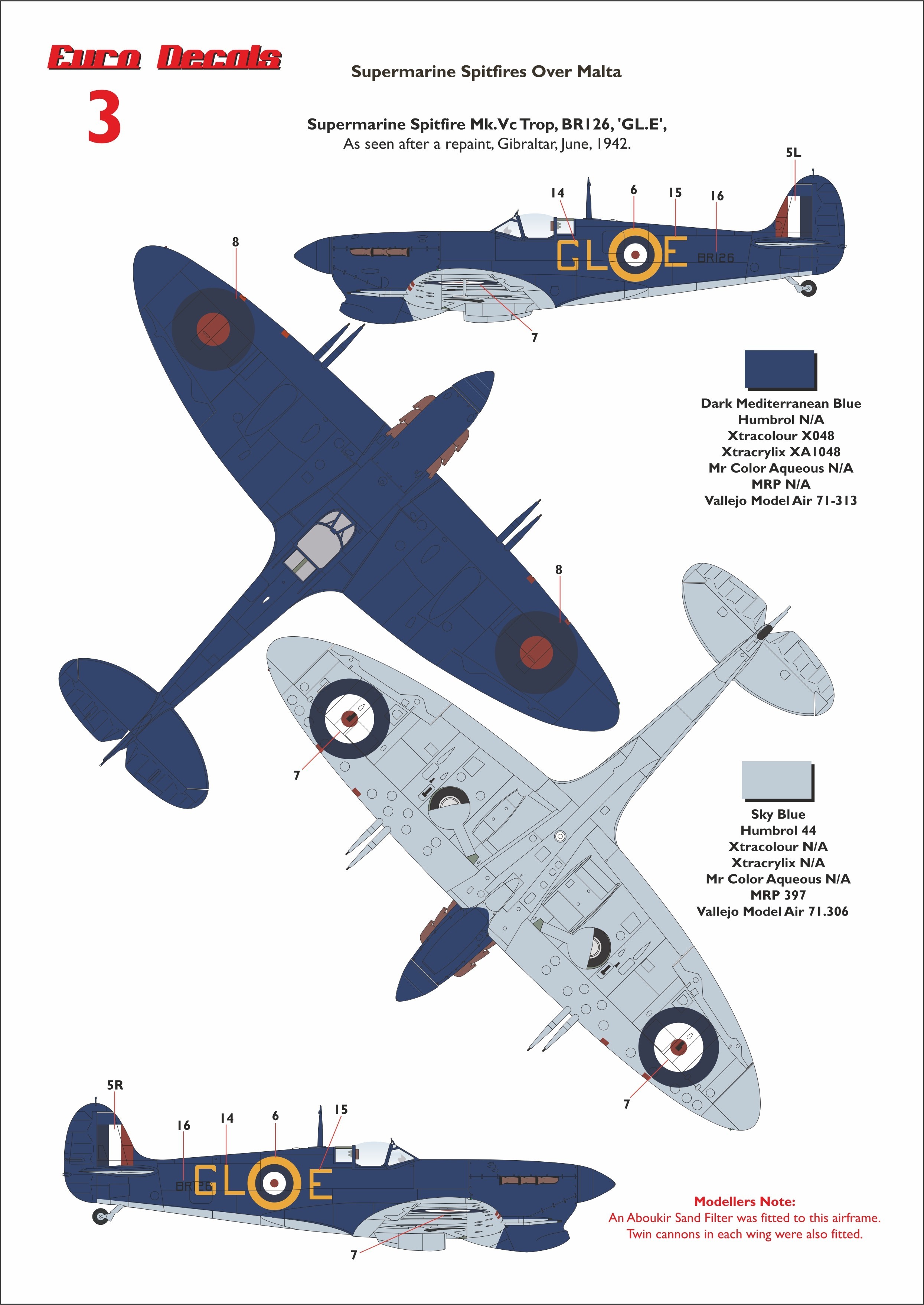 3. Supermarine Spitfire Mk.Vc Trop, BRI26, 'GL.E', Gibraltar, June, 1942.