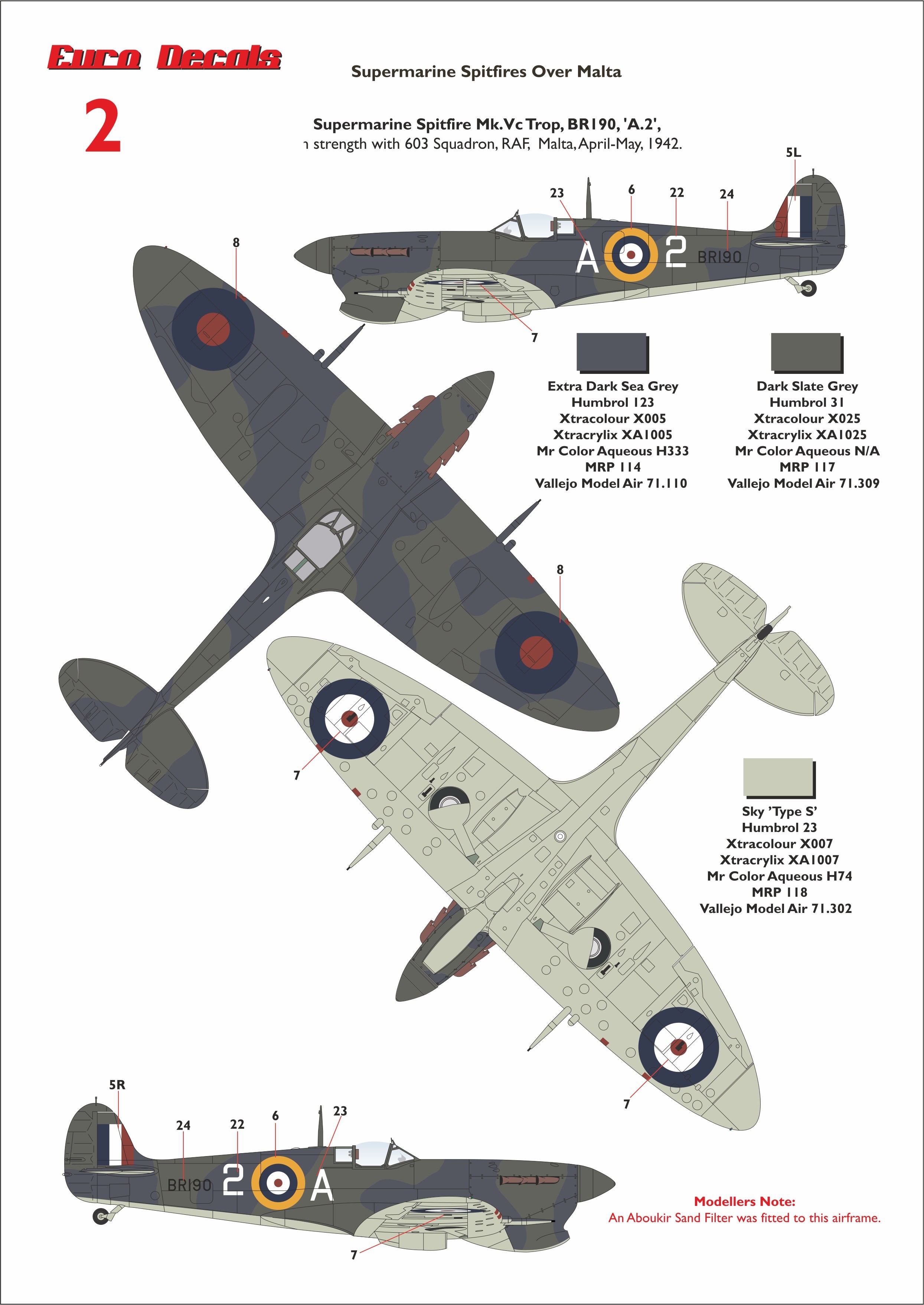 2. Supermarine Spitfire Mk.Vc Trop, BRI90, 'A.2', 603 Squadron, RAF, Malta, April-May, 1942.