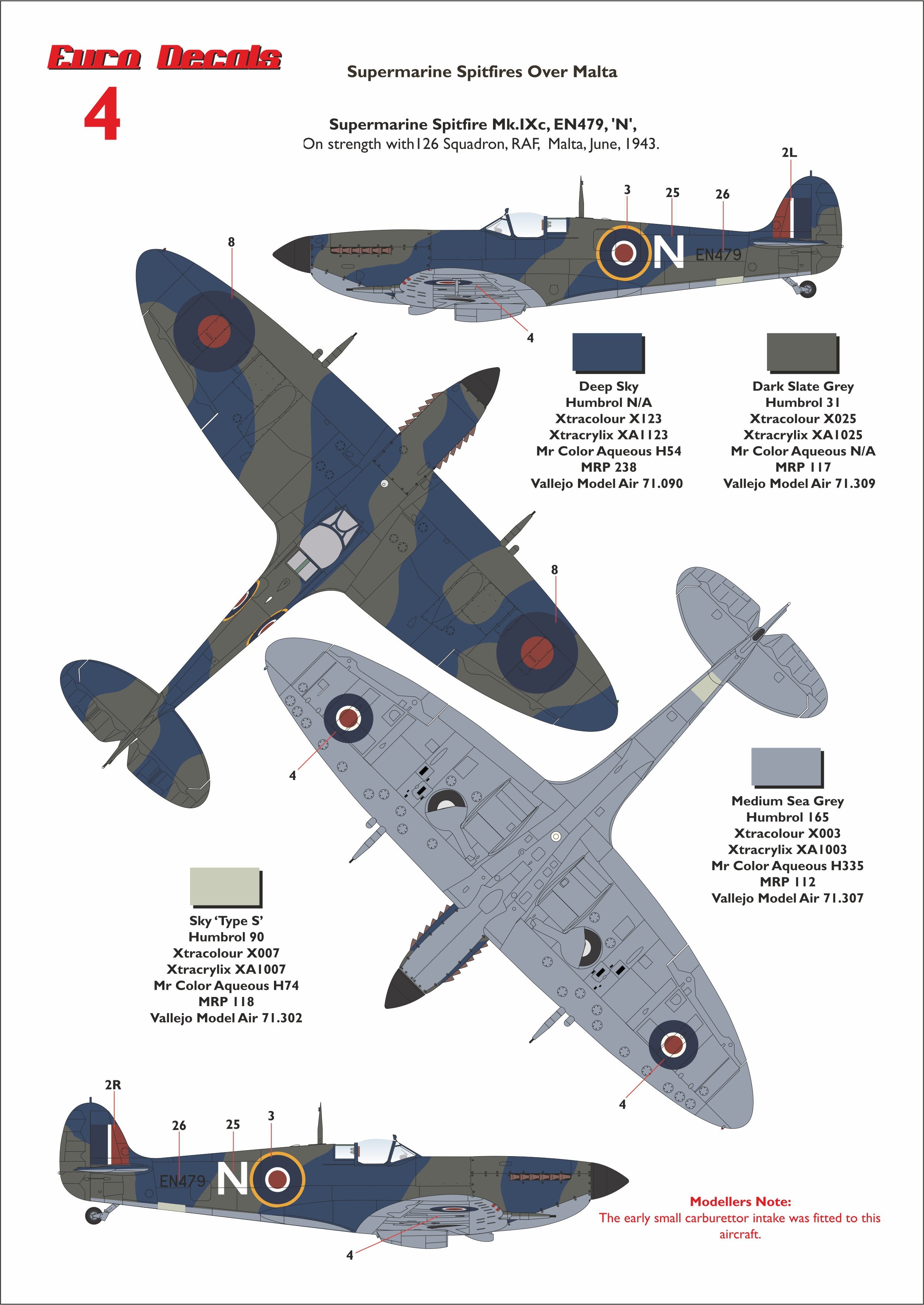 4. Supermarine Spitfire Mk.IXc, EN479, 'N', 126 Squadron, RAF, Malta, June, 1943.