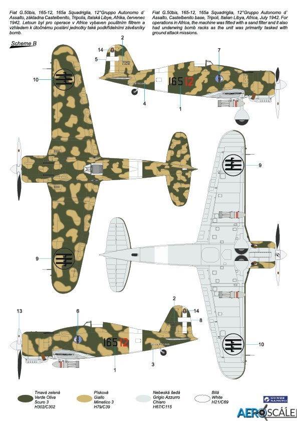 B. Fiat G.50bis, 165-12, 165a Squadriglia, 12° Gruppo Autonomo d'Assalto, Tripoli, July 1942