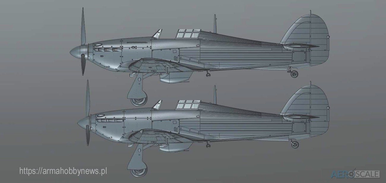 Differences between Hurricane Mk IIb (top) and Hurricane Mk I.