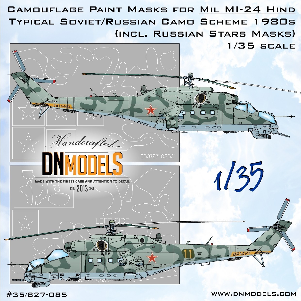 Mil Mi-24 1980s Standard Soviet Camo + Red Stars masks