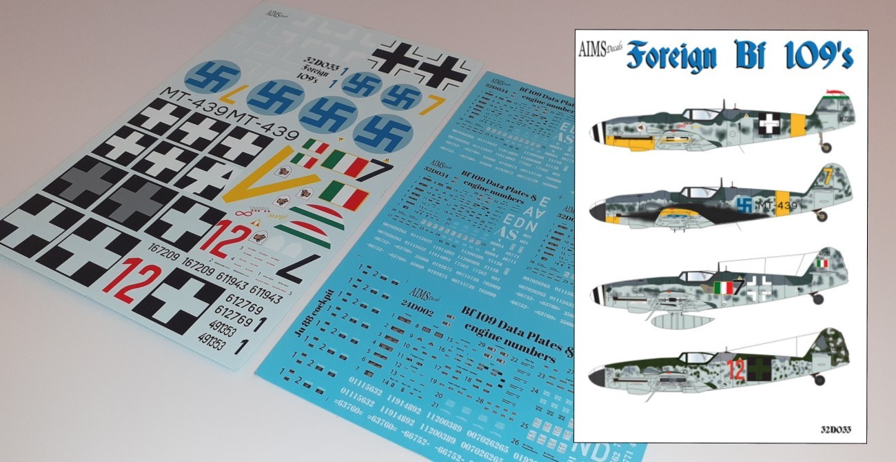Decals: Foreign AF Bf 109’s,  Data Plates & Engine No’s