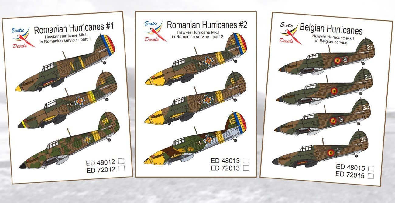 DECALS: Romanian & Belgium Hurricane Mk.I's
