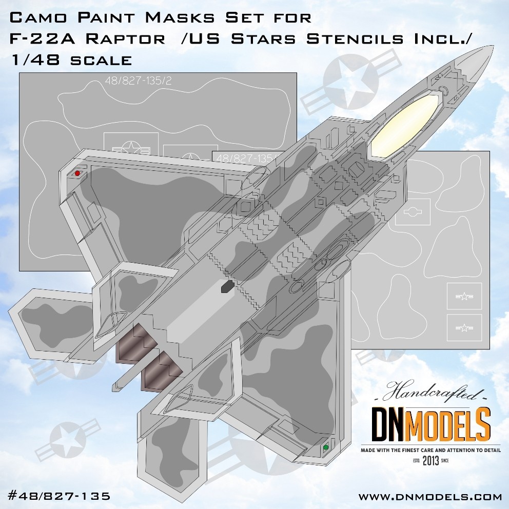 Raptor Camouflage + USAF Stars Paint Masks Set