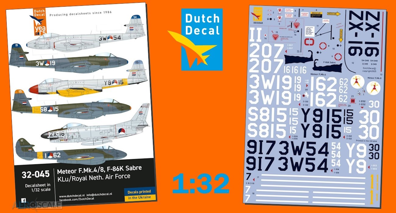Decals: Dutch Meteor F.4 & F.8, Sabre
